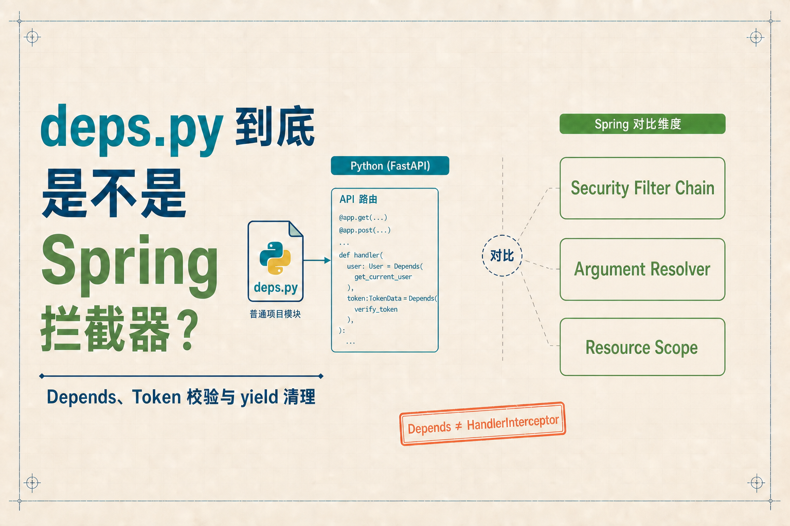 FastAPI 里的 deps.py，到底是不是 Spring 拦截器？
